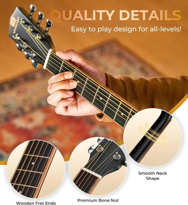81tpeM2UUcL._AC_SL1500_ Vangoa Left Handed Guitar Review Perfect Beginner Acoustic Kit with Full Size Design