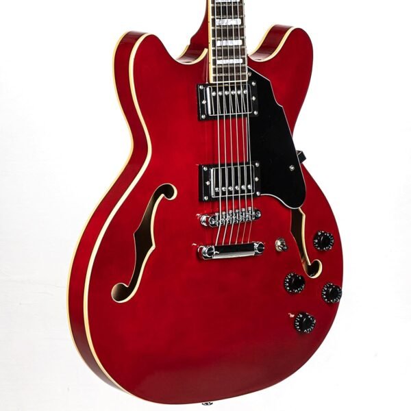 81tx9wdwi9L._AC_SL1500_ Grote MG-404 Semi-Hollow Electric Guitar Review Warm Tones and Stylish Red Design