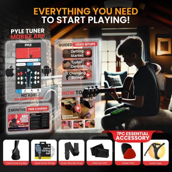 81xKHxbjyXL._AC_SL1500_ Pyle Beginner Acoustic Guitar Kit Review Perfect for Kids and Adults Learning