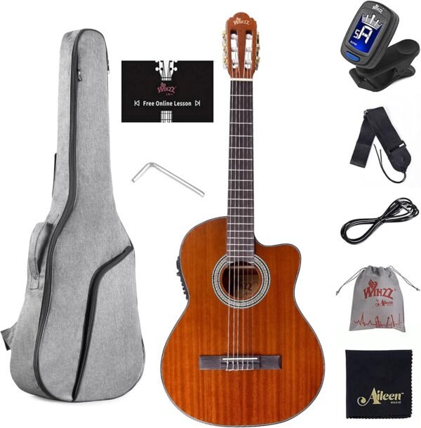 81xqfkLuYLL._AC_SL1500_ Review of the WINZZ AC309CE Nylon-String Classical Electric Guitar for Beginners and Students